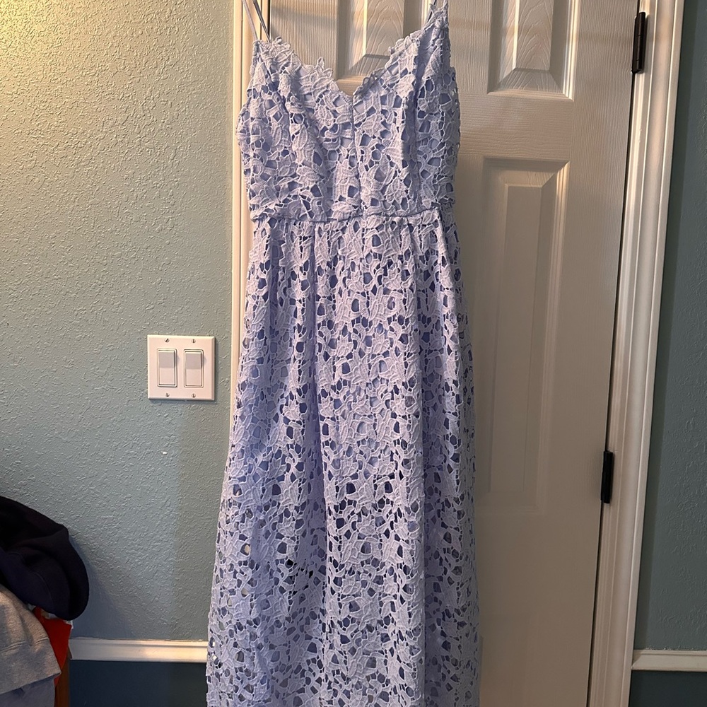 Astr Lavender Lace Maxi Dress with Spaghetti Straps